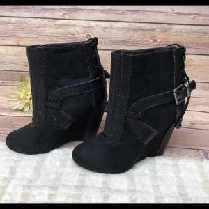 Lovely People Black Wedge Booties